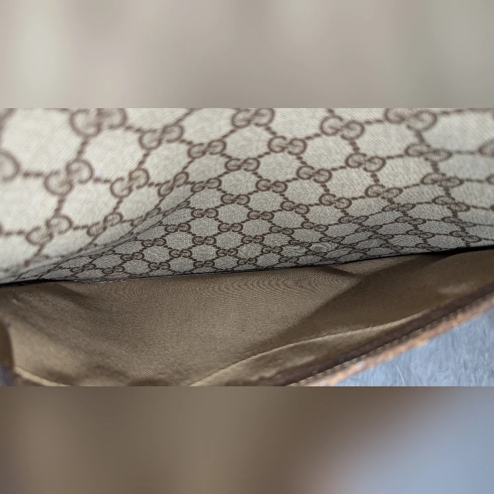 Gucci Ophidia Sherry Line Coated Canvas Tote Bag Brown Tan GUC - Picture 13 of 16